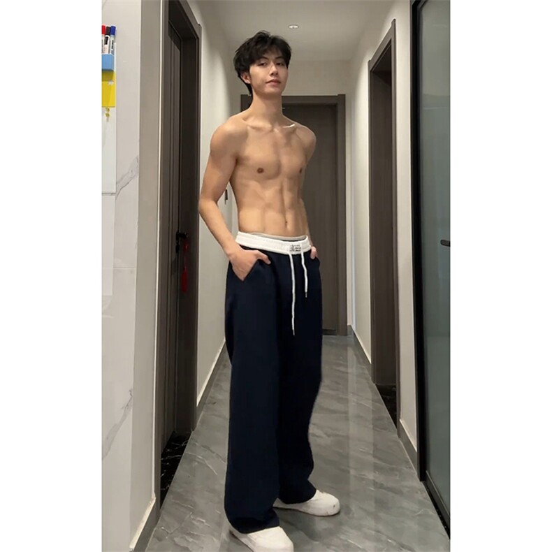 美式高街潮牌男女运动休闲裤直筒宽松卫裤慵懒显瘦休闲长裤子,男装休闲裤,电商A486