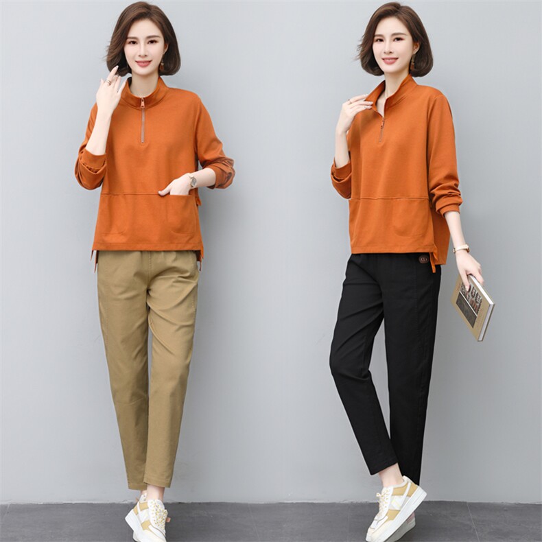 新款半高领卫衣女长袖2024春秋韩版宽松休闲百搭洋气套头T恤上衣，女装套装/套裙，璐依舞