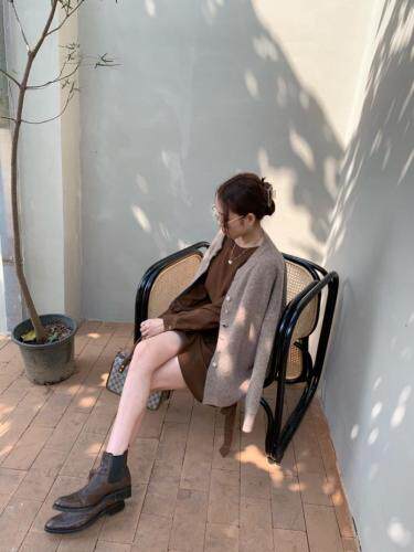 侧系带连衣裙，女装连衣裙，HE