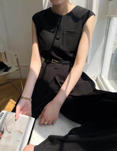 【新款】无袖简洁西装套装配腰带，女装西装，LION&CAT(2F)