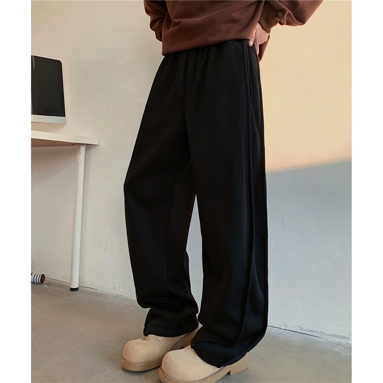 重磅加绒加厚阔腿弯刀裤立体曲折线男士香蕉裤直筒休闲裤D397 P68图片