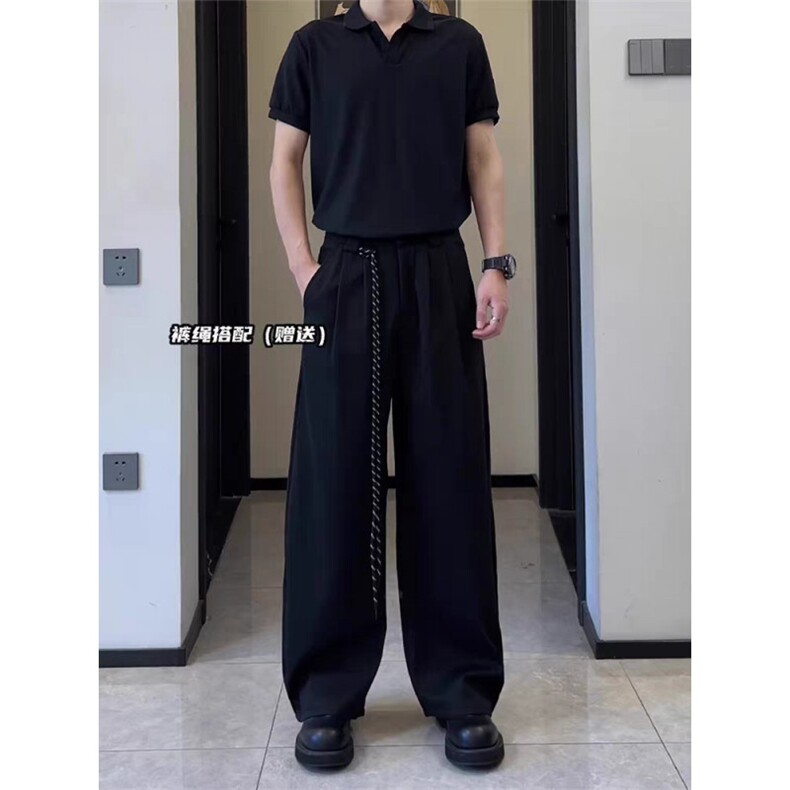 美式复古垂感弯刀西裤男女直筒宽松潮牌阔腿休闲长裤WLK7055-P45,男装西裤,星座1008