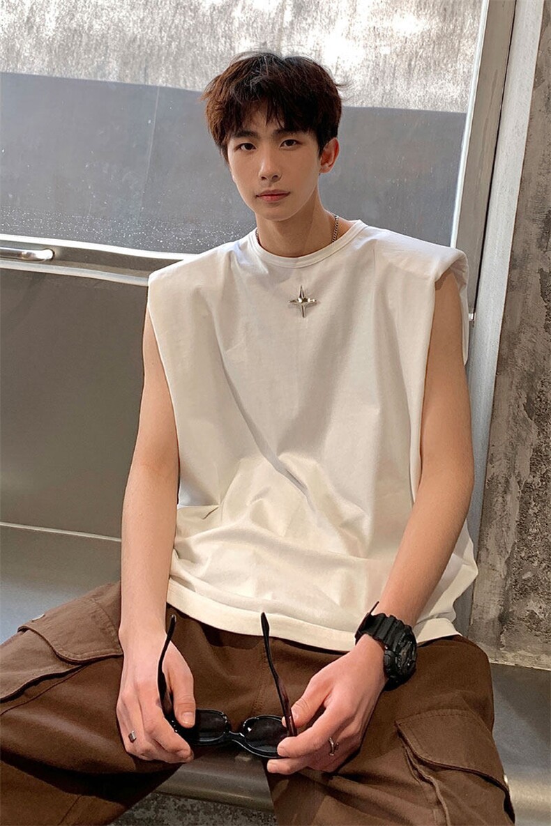 1美式港风垫肩四角星设计背心大码M-5XL休闲背心男BX8764P25控39,男装背心/马甲,星座226-2