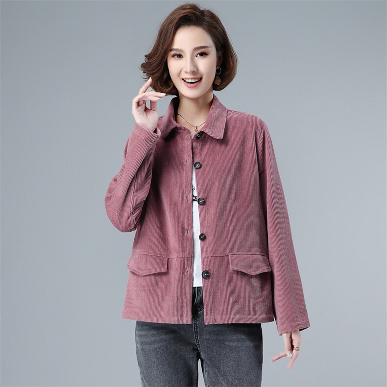 2022春秋装新款时尚灯芯绒外套，女装羊羔毛/颗粒绒，奕阳依阁