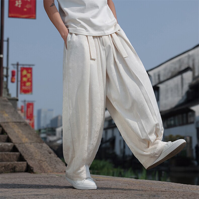 2025春夏新款风提花休闲裤男士宽松大码阔腿哈伦裤K2509-P75,男装休闲裤,电商A008