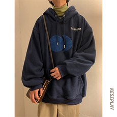 HD1427-TP75控价98-冬季双面摇粒绒卫衣毛巾绣套头连帽外套男，男装卫衣，电商A102-1