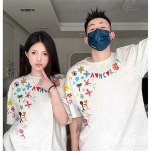 706-1-T1664-P28 特P 夏季港风卡通印花短袖T恤情侣休闲半袖上衣图片