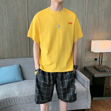 男士潮牌套装2021夏季新款韩版潮流时尚休闲运动一套DS785T，男装T恤，电商A102