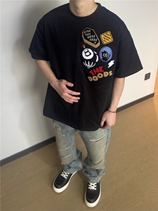 万针全刺绣工艺 得物抖音高品质260克纯棉双纱美式高街短袖T恤P33图片