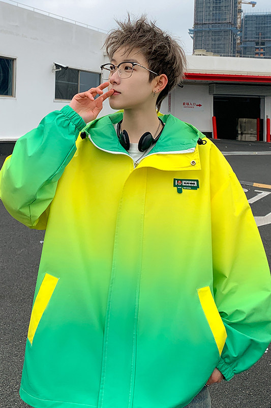 XZ230-1JK08春新款原创潮男扎染渐变休闲连帽夹克外套P78控98现货,男装夹克,星座230-1