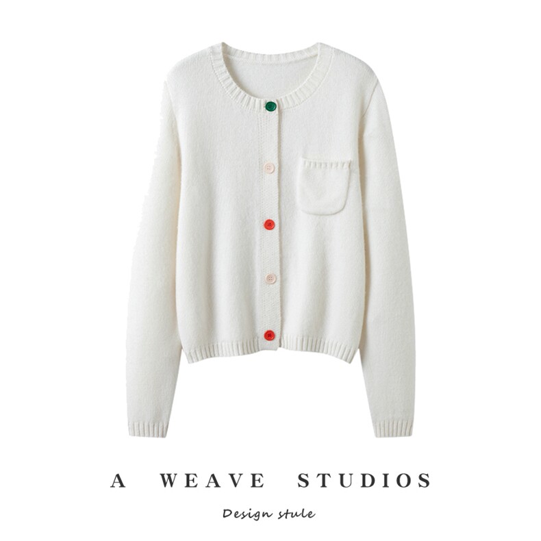 2025彩扣开衫简约百搭时尚，女装针织衫/毛衣，兴泰羊绒