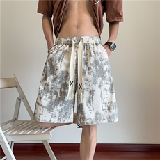 短裤男夏季新款港风宽松扎染灯芯绒五分裤D2518*P28控58，男装牛仔裤，星座227-1