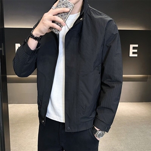 1803 P105 2028春装男士立领暗格子外套图片