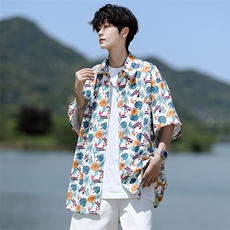 8XL-M花衬衫男短袖夏季薄款冰丝半袖宽松大码休闲外套DC28008P38，男装衬衫，电商B312