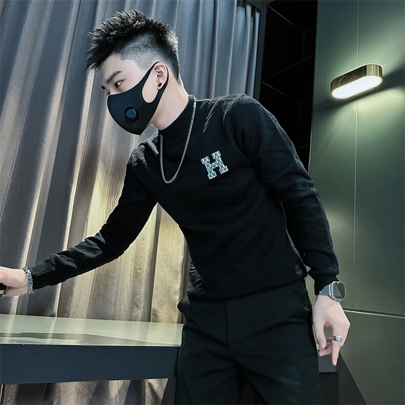痞帅炸街纯色绣标男士套头毛衣社会小伙店主风301C-M71-P78控108,男装针织衫/毛衣,星座301C（原B323）