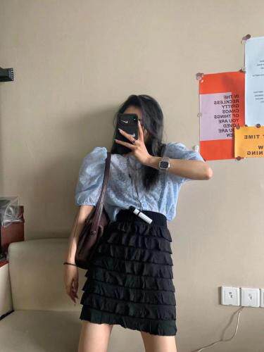 木耳边蛋糕半裙，女装半身裙，last name