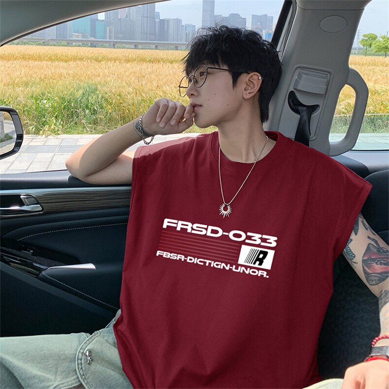 可48小时发货支持抖音得物来样二开240克重磅美式纯棉背心无袖t恤,男装T恤,电商A486