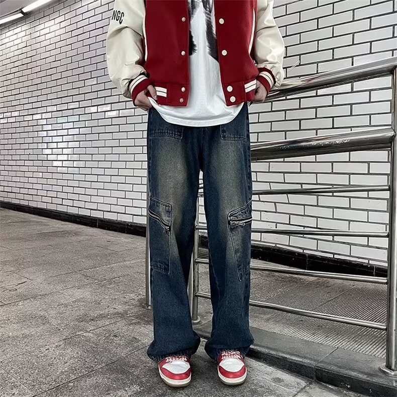 港风高街做旧痞帅牛仔裤男ins高街潮牌复古休闲宽松裤N8036-P53,男装牛仔裤,星座1109-3
