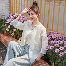 现货新款新中式外套女2025夏季复古刺绣薄款轻奢洋气上衣138，女装防晒衣，韩美纤衣
