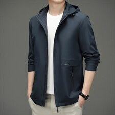2023秋季新款连帽夹克男商务休闲时尚薄款外套男士春秋上衣男装，男装夹克，电商B212（原钱塘6029）