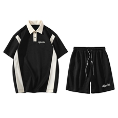 夏上新学生翻领半袖Polo衫时尚刺绣短袖套装男女7800-P70控价98，男装Polo衫，电商A441-1