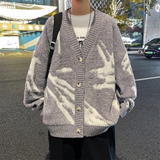 港风秋款男开衫毛衣针织衫单排扣渐变扎染印花外套M323P65，男装针织衫/毛衣，星座1013-1