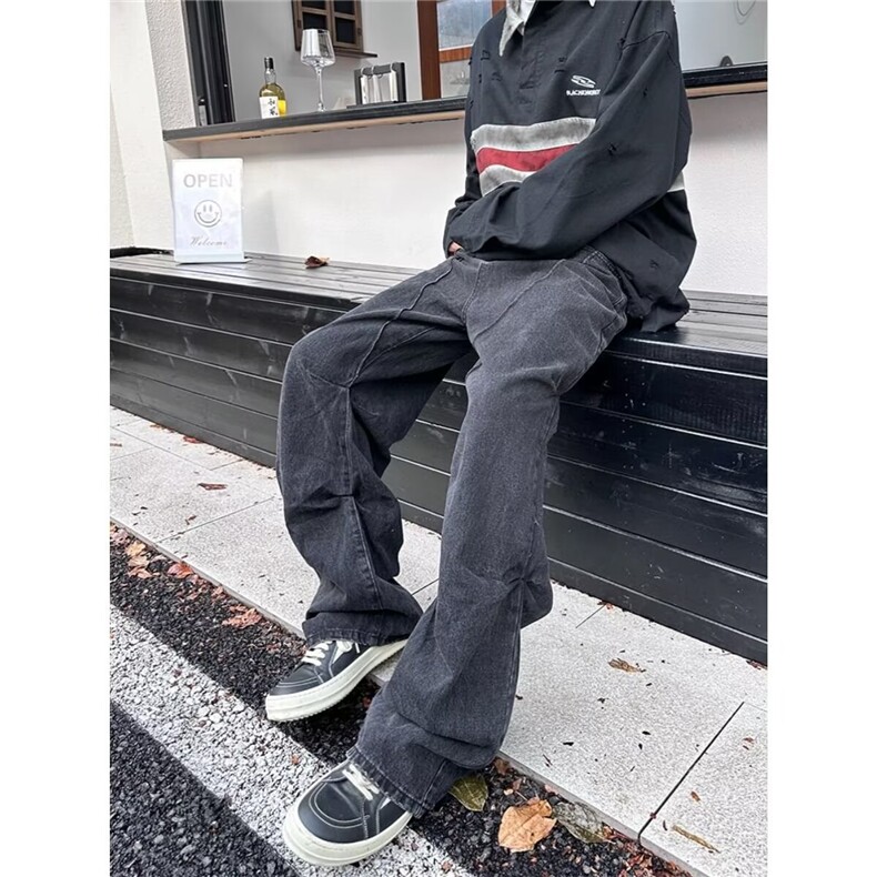 【高质量现货特批45】男秋冬宽松对折牛仔裤610A-N8104,男装牛仔裤,星座610A