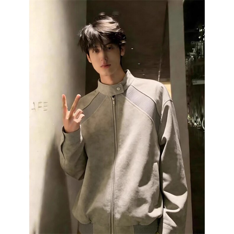 潮牌美式解构中性风做旧飞行服尽快男士短款春季PU皮外套P65,女装短外套,电商C306-1