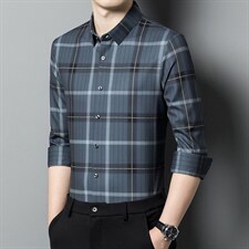 2023春秋男士高档无痕免烫长袖翻领衬衫男时尚商务衬衣HM8219-P85，男装衬衫，星座1105-3