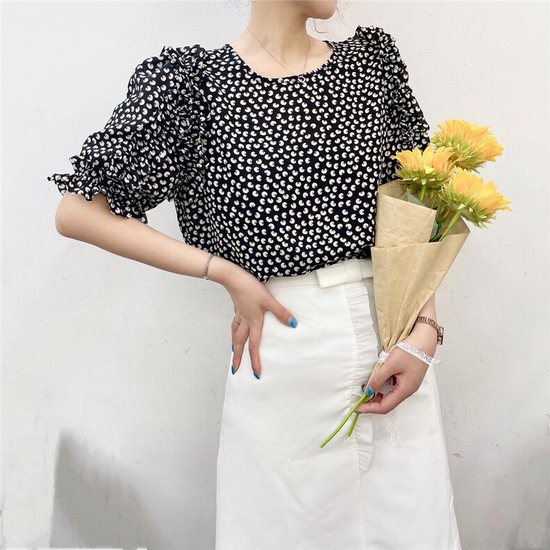 夏季新款设计感花花袖小衫，其它，青橙愫(7F)