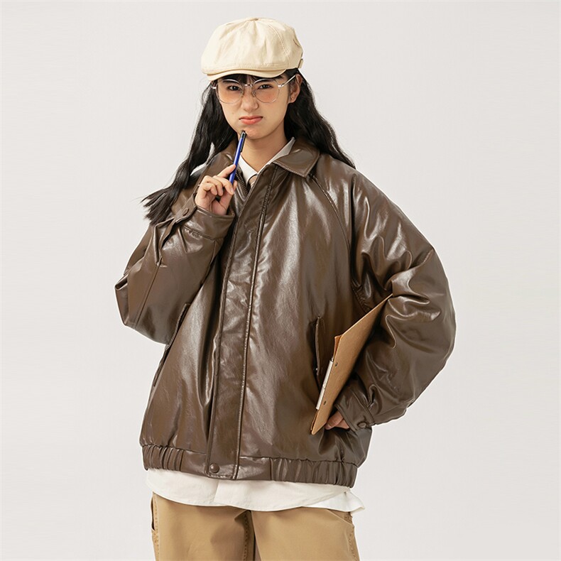 2026冬季新款男装日系潮牌纯色休闲皮衣棉服加厚外套MY382-F145,男装皮衣,电商A101（原外27）