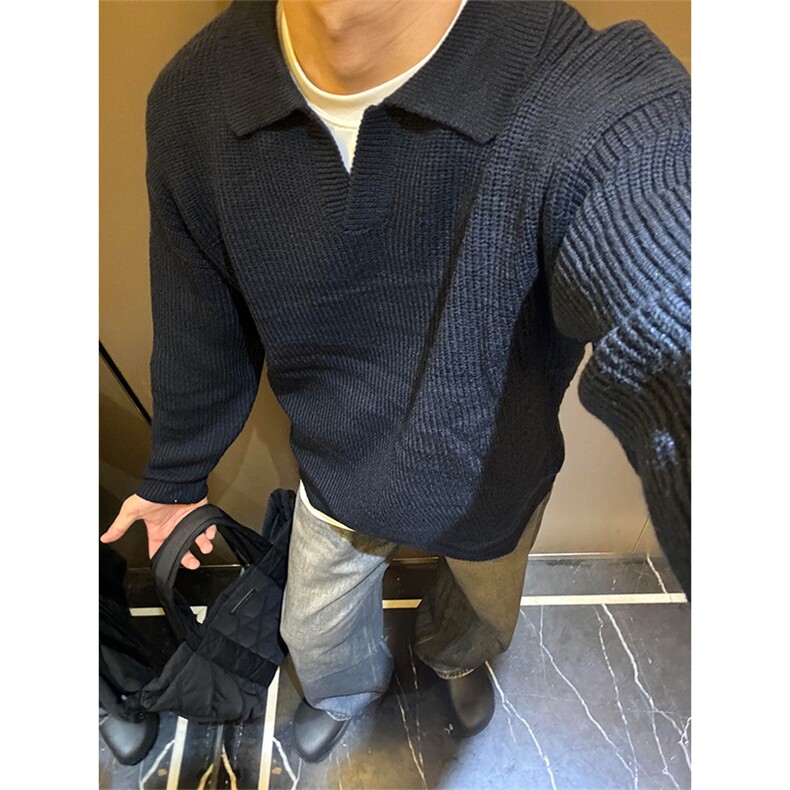 【有货】MY112LL-特P50 cleanfit翻领毛衣男美式复古针织衫图片