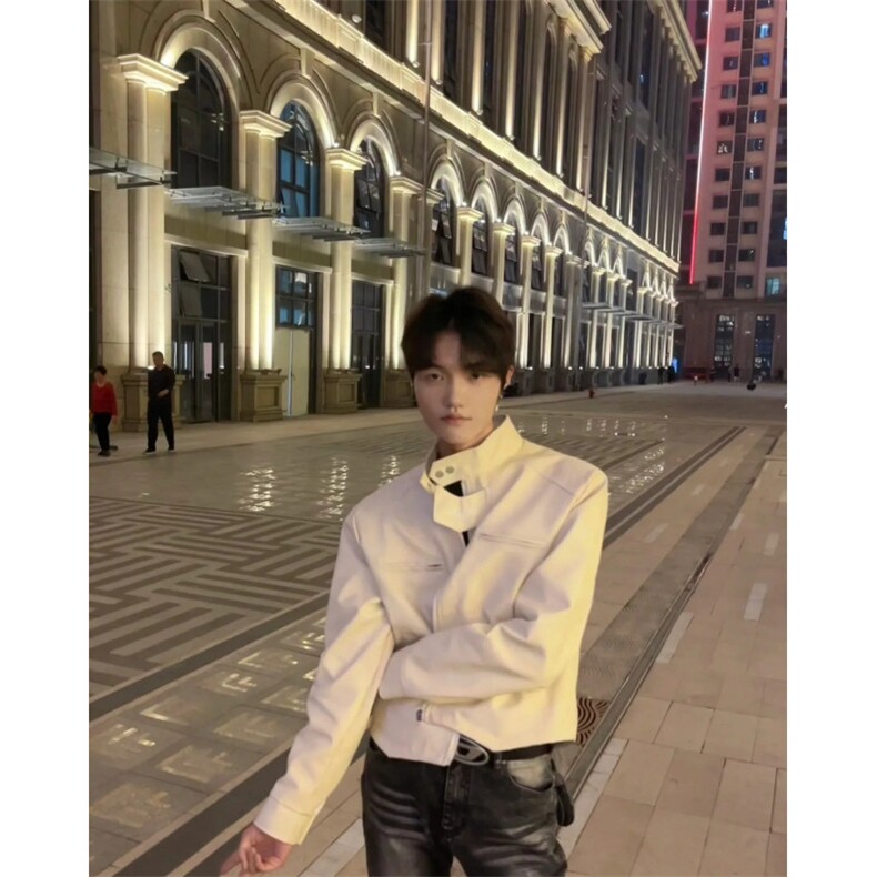男女秋外套美式复古立领机车服高级感垫肩飞行员夹克,男装夹克,星座506A