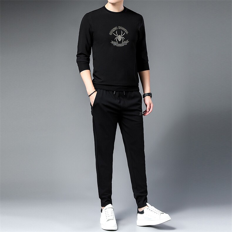 SA9682-2钱塘2020-2中青年男士圆领卫衣帅气潮流百搭套装P140,男装休闲套装,钱塘207-2