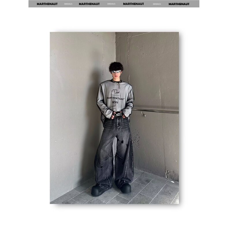 1506-1/710/P59美式复古做旧多口袋拼接工装弯刀牛仔裤,男装牛仔裤,星座1506