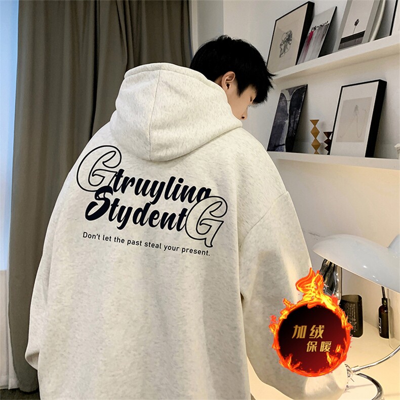 直播品质500克重磅秋冬美式加绒加厚卫衣外套Y153常规P35加绒P40,男装卫衣,电商A486