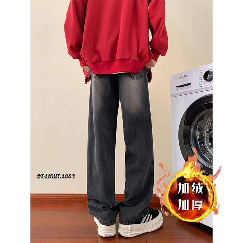 美式ins高街hiphop抽绳加绒加厚水洗牛仔裤货号加绒K2330P60控78,男装牛仔裤,电商A063