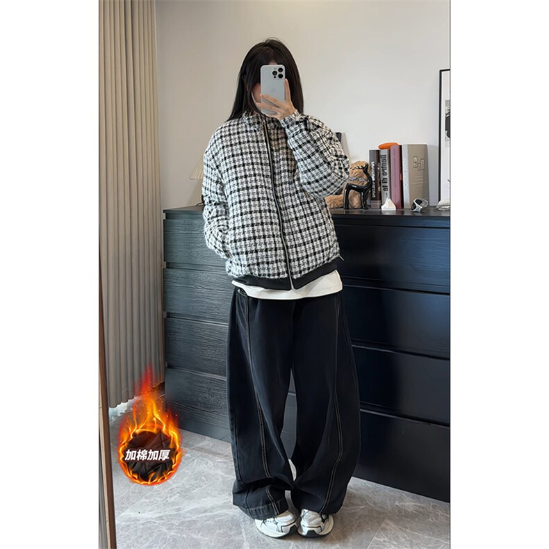 经典拼色复古风百搭上衣街头学院文艺肌理感时髦棉衣HY877P90,男装棉衣,电商A102B