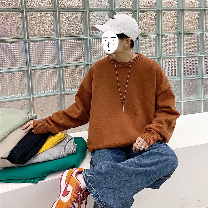 1港风圆领套头中性潮流大码M-5XL印花针织毛衣男7979P45加绒P55,男装针织衫/毛衣,星座226-2