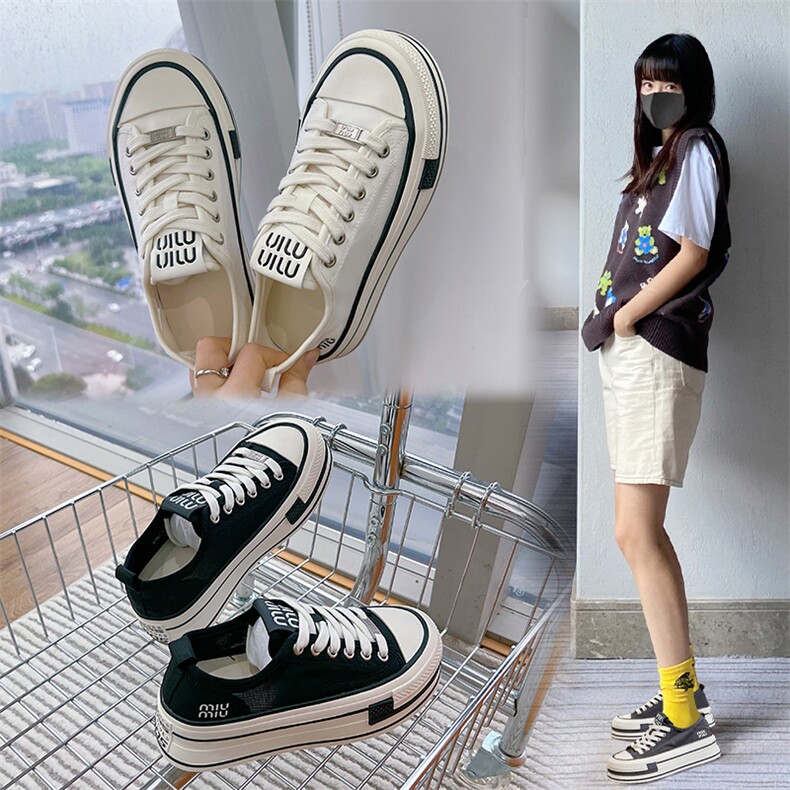厚底小白鞋女2024夏季新款透气网面运动板鞋女增高休闲鞋松糕女鞋，女鞋单鞋，电商A223