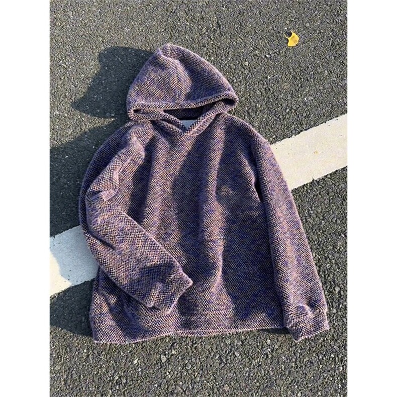 美式复古莫奈紫连帽卫衣男女秋冬宽松慵懒外套休闲上衣LW2499-P65,女装短外套,星座1008
