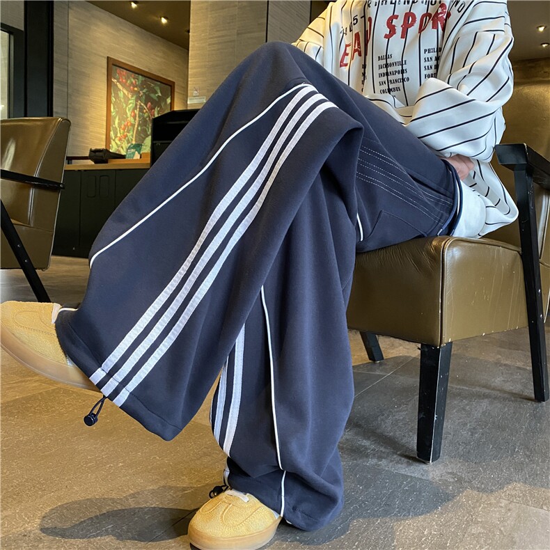 2025春季新款美式运动风条纹宽松休闲卫裤B315-K25607-特p40控78图片