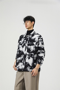 可二开定制扎染雾霾小香风面料大码M-5XL夹克男JK78082P79控128图片