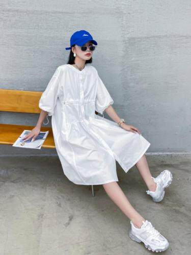 韩版抽绳连衣裙，女装连衣裙，玩美