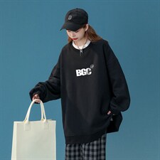 中性风22秋季BGC字母印花百搭套头圆领重磅卫衣W1021P30控48，男装卫衣，A247A