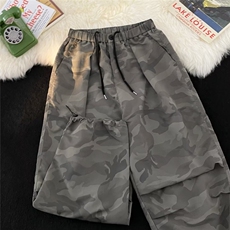 尼龙速干迷彩伞兵裤男美式潮牌宽松阔腿登山冲锋工装裤MK2904-p43，男装休闲裤，星座1008