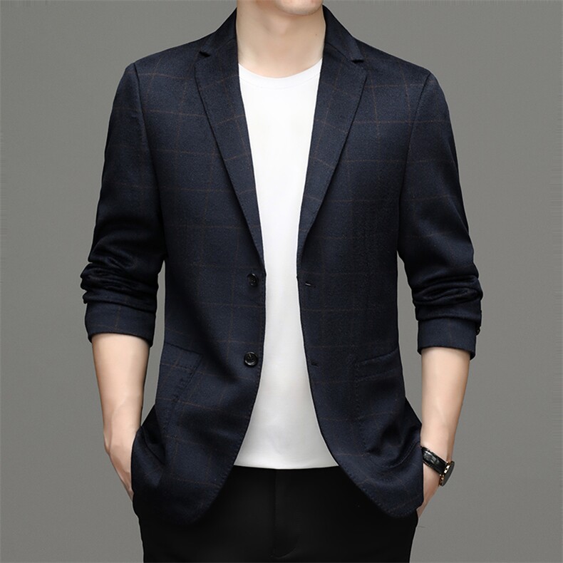 羊绒外套男士冬季商务休闲单西服宽松商务休闲西装YL6521-P420图片
