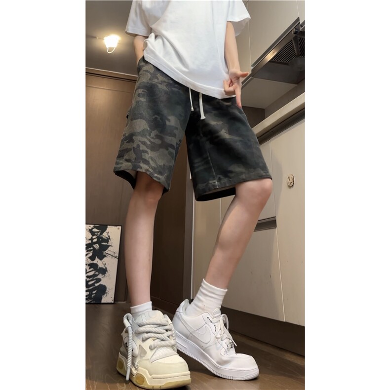 抖音品质夏季新款迷彩潮流宽松牛仔五分裤B315-K24156-特p30控58,男装牛仔裤,电商B315