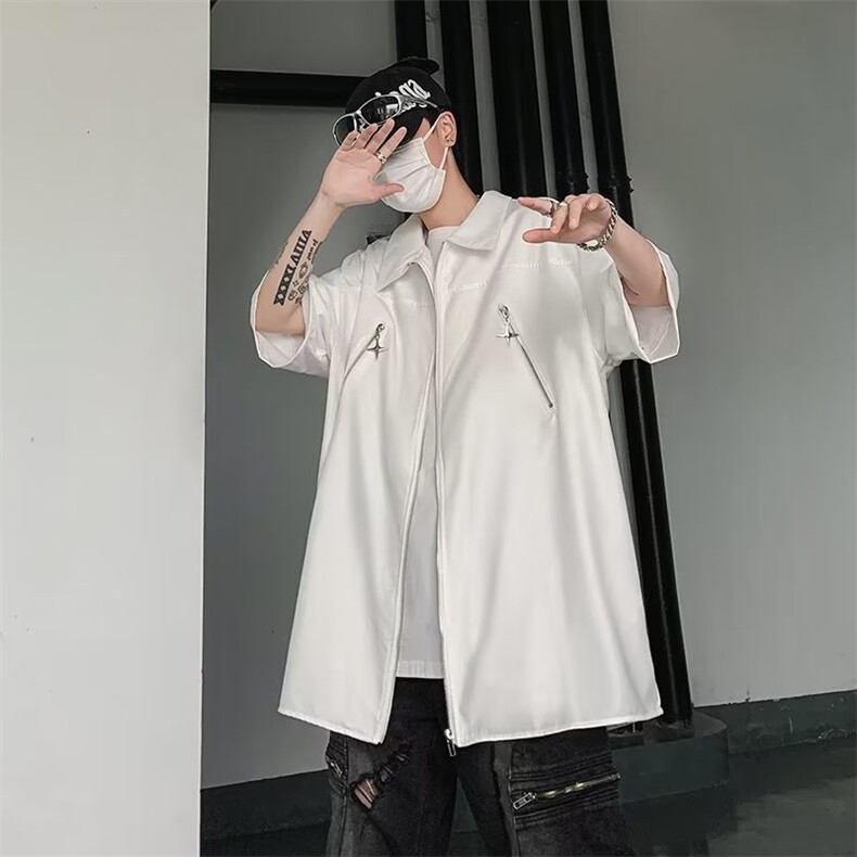 2023复古衬衫男夏装港风学生宽松新款男装上衣外穿CS0335-P35图片