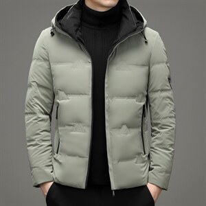 冬季新款男士中青年厚款连帽90%鸭绒纯色羽绒服男外套HB9601-P200，男装羽绒服，电商B212（原钱塘6029）